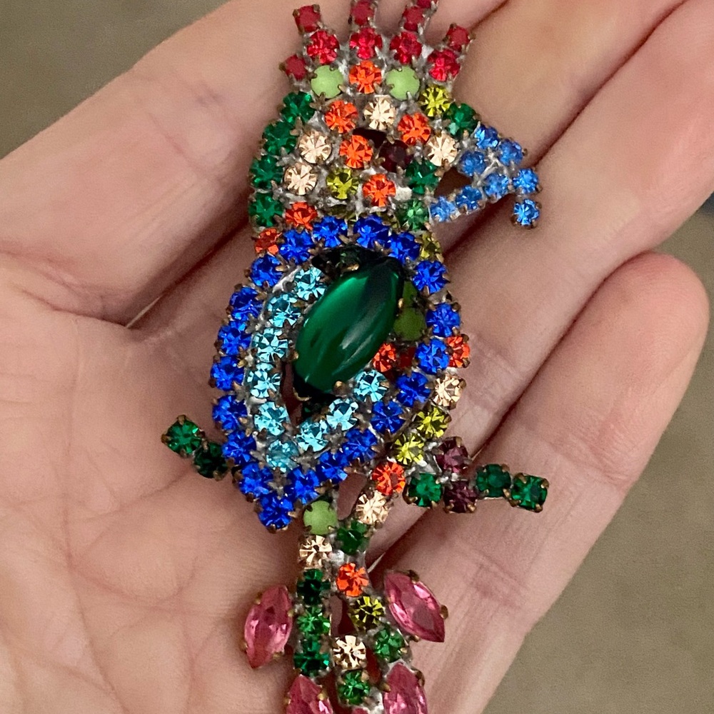 Vintage Czech Glass Rhinestone Bird Brooch 1930’s